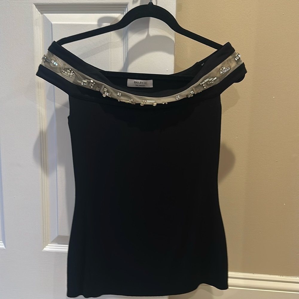 Bailey 44 off the shoulder top with rhinestone detail